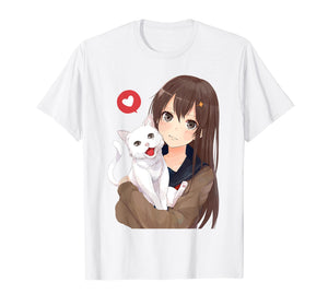 Cute Anime Girl and Kitty Cat Tee Shirt