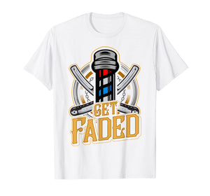 Faded Barber Straight Razor T-Shirt - Barbershop Gift Idea