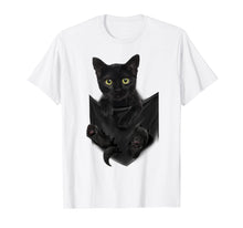 Load image into Gallery viewer, Black Cat Stern in Pocket T-Shirt Cats Tee Shirt Gifts
