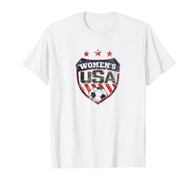 Load image into Gallery viewer, Distressed Soccer T-Shirt for Women with USA Shield
