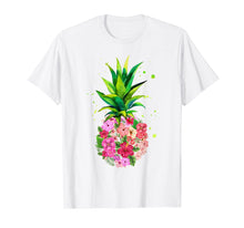Load image into Gallery viewer, Pineapple Flowers Tshirt Women Aloha Hawaii Vintage Hawaiian
