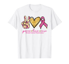 Load image into Gallery viewer, Peace Love Cure Pink Ribbon Breast Cancer Awareness Gift T-Shirt-582394
