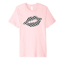 Load image into Gallery viewer, Checkered lips kiss plaid black white racing party shirt
