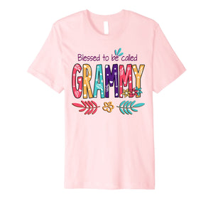 Blessed To Be Called Grammy Flower T-Shirt Funny Grammy Gift Premium T-Shirt