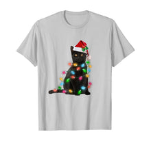 Load image into Gallery viewer, Black Cat christmas light tshirt funny cat lover christmas
