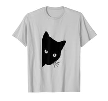 Load image into Gallery viewer, Peeping Black Cat Tshirt, Peeking Kitten Tee, Gift Idea
