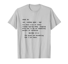 Load image into Gallery viewer, Funny Shirt for Screenwriter Writing in Coffee Shop Script
