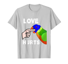 Load image into Gallery viewer, Love Hurts Lorikeet Parrot Biting T-shirt Valentine&#39;s Day

