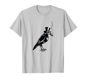 Black Crow Top Hat Smoking Cigar Graphic Art T-Shirt