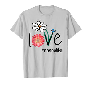 Mom Love Nanny Life #Mimilife Heart Floral Gift T-Shirt