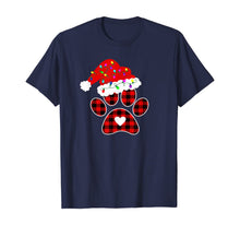 Load image into Gallery viewer, Buffalo Plaid Christmas Paw Dog with Santa hat &amp; Lights Gift T-Shirt
