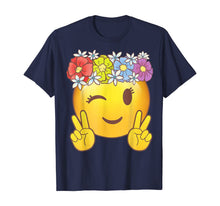 Load image into Gallery viewer, Hippie Flower Power Crown Peace Smiley Emoji Shirt for Girls
