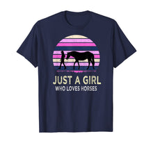 Load image into Gallery viewer, Just a Girl Who Loves Horses - Riding Retro sunset Gifts T-Shirt
