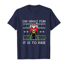 Load image into Gallery viewer, Oh What Fun It Is To Ride Santa Biker Ugly Sweater Present T-Shirt
