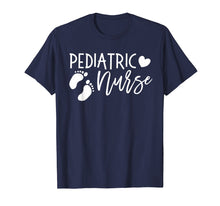 Load image into Gallery viewer, Pediatric Nurse PEDS Shirt Footprints Nursing Student PICU
