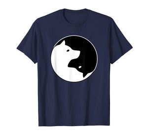 Cool Yin Yang Dog T-Shirt - Cute Shiba Inu Tee - Black White