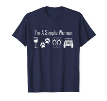 Load image into Gallery viewer, Womens I'm a simple woman shirt wine flip flop dog and jeeps
