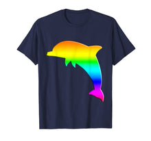 Load image into Gallery viewer, Dauphin Silhouette Watercolor tee Cool Rainbow T-Shirt
