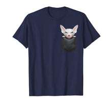 Load image into Gallery viewer, White Sphynx Cat in Breast Pocket T-Shirt
