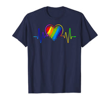Load image into Gallery viewer, LGBT Rainbow Heartbeat T-shirt Gay and Lesbian Pride
