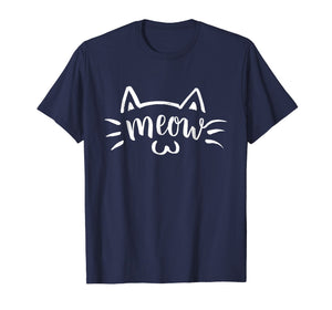 Kawaii Kitty Cat Meow Face Brush Letter Tshirt