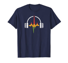 Load image into Gallery viewer, Distressed Headphones And Rasta Music Wave T-shirt
