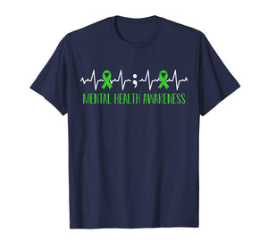 Green Ribbon Heart Beat - Mental Health Awareness T-shirt