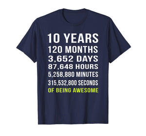 10th Birthday Gift T Shirt 10 Years Old Being Awesome Tee