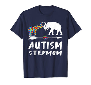 Elephant Autism Step Mom Heart Love - Autism Awareness Shirt