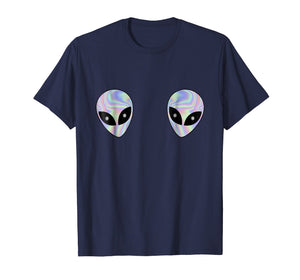 Alien Heads Boobs Shirt Colorful Rave Ufo Shirt Believe Tee