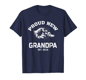 Mens Proud New Grandpa EST 2019 Gift Shirt Father's Day