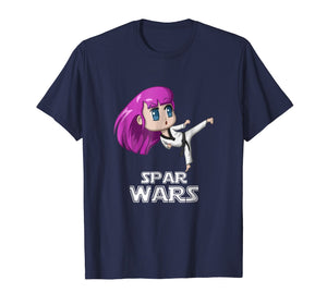 Chibi Anime Japanese Spar Wars Taekwondo black belt T Shirt