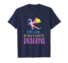 Load image into Gallery viewer, Cute Dragon TShirt This Girl Loves Dragons Gift Rainbow Tee
