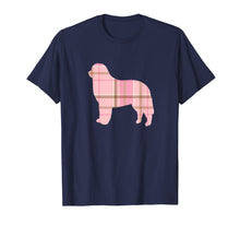 Load image into Gallery viewer, Bernese Mountain Dog Pink Plaid Dog Silhouette T-Shirt v2
