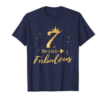 Load image into Gallery viewer, 7 and Fabulous 7th Birthday Party Gold Gift Shirt for Girls
