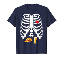 Load image into Gallery viewer, Skeleton Pregnancy Pizza Beer X-Ray Halloween Shirt
