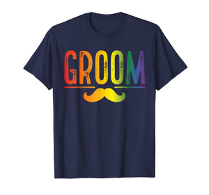 Mens Bachelor Party Shirt Rainbow Gay Pride Groom Moustache