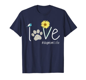 Love Dogmomlife T-Shirts Paws Flower Love Dogs Mom T-Shirts