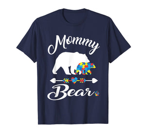 Mommy Bear Autism Awareness T Shirt Love Support Family