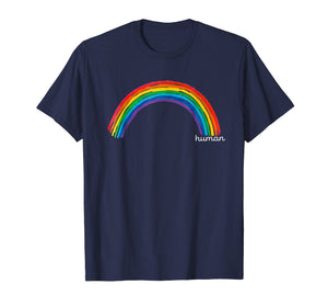 HUMAN Rainbow LGBT Pride Tshirt for Gay Boys Lesbian Bi Tran