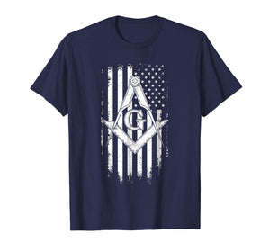 Masonic American Flag Square and Compass - Freemason T-Shirt
