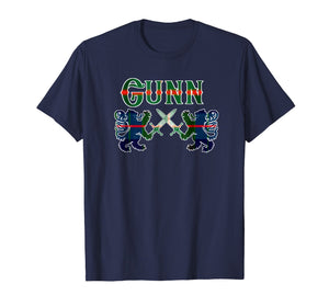 Clan Gunn Scottish T-Shirt Family Kilt Tartan Lion Gift