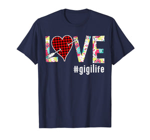 Love Gigi life #gigilife Buffalo Plaid Heart Floral T Shirt