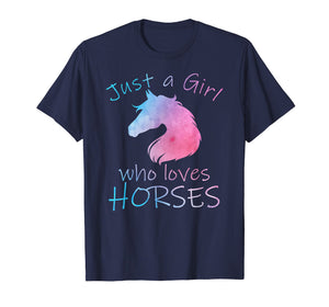 JUST A GIRL WHO LOVES HORSES Horseback Riding Rider T-Shirt