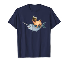 Load image into Gallery viewer, Captain Pug riding a Narwhal T-shirt Funny Pug Shirt
