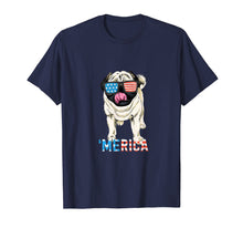 Load image into Gallery viewer, 4th July Shirt Gift Men Women Kids Merica Pug USA Flag Tee
