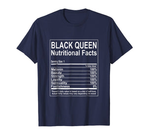Funny Black Queen Nutritional Facts T-Shirt Self Love Tee