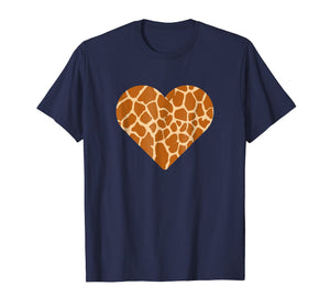 Giraffe Print Heart T-shirt Cute Giraffe Lover Love Tee Gift