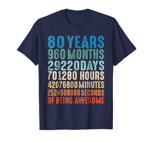 80 Years Old 80th Birthday Vintage Retro T Shirt 960 Months