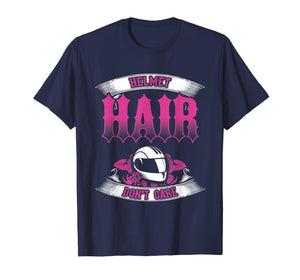 Biker Chick Shirt Motorcycle Helmet Hair Dont Care Pink